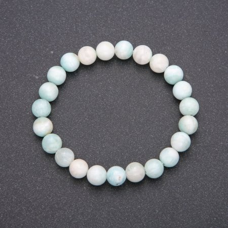 Bransoleta z naturalnego kamienia larimaru na gumce, gładkie kulki o średnicy około 8 mm, obwód 18 cm