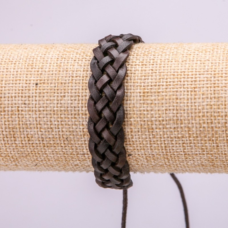 Bransoletka z skóry ekologicznej, długość 18–25 cm, grubość 13 mm, kolor brązowy, na regulacji
