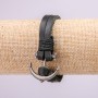 Bransoleta Kotwica z metalowymi wstawkami, długość 21 cm, grubość 10 mm, ekoskóra, kolor czarny