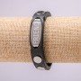Bransoleta z metalowymi wstawkami, długość 21 cm, grubość 15 mm, kauczuk, kolor czarny, na zapięciu