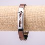Bransoletka z metalową wstawką, długość 21 cm, grubość 10 mm, ekoskóra, kolor brązowy, na zapięciu