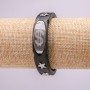 Bransoletka z metalowymi wstawkami, długość 21 cm, grubość 15 mm, kauczuk, kolor czarny, na zapięciu