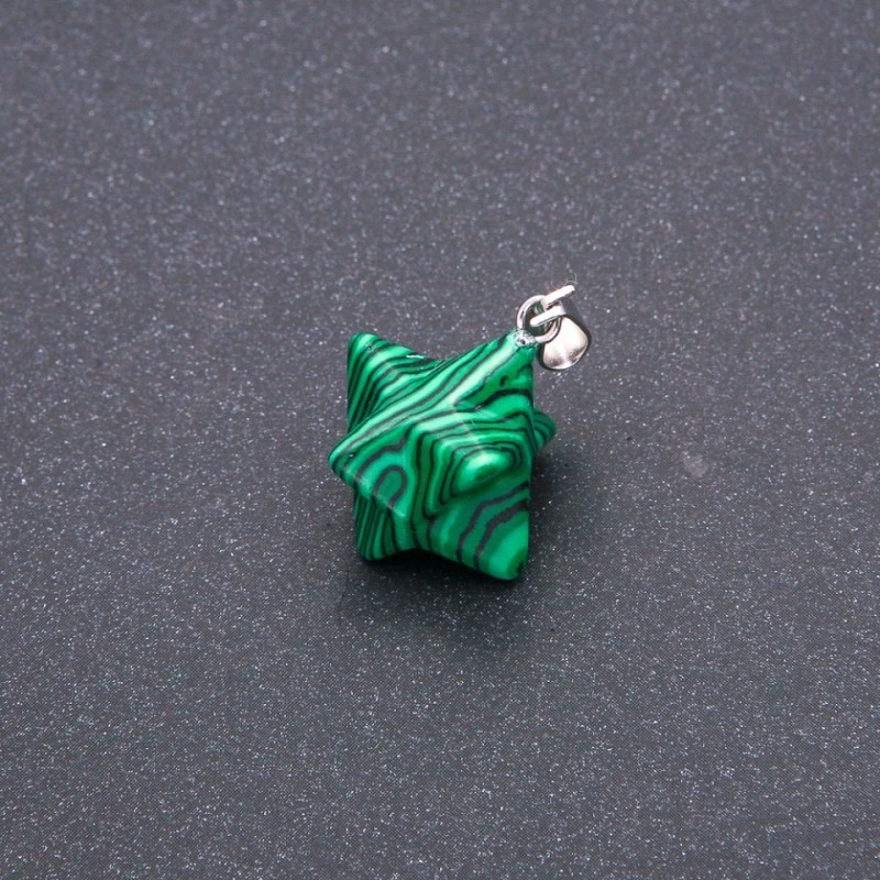 Wisiorek Merkaba z malachitu 10×10 mm