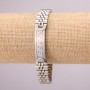 Metalowa bransoletka ze stali nierdzewnej na zapięciu, grubość 12 mm, długość 21 cm, kolor metalu srebrny