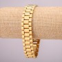 Metalowa bransoletka ze stali nierdzewnej na zapięcie, grubość 16,5 mm, długość 21 cm, kolor metalu: złoty