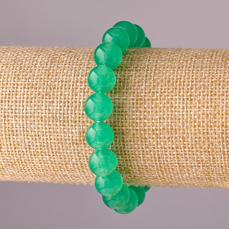 Bransoletka z nefrytu na gumce, gładka kuleczka, średnica 10 mm, długość 18 cm