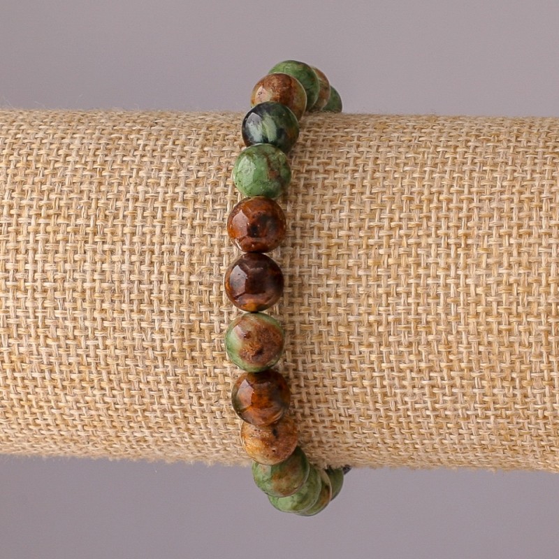 Bransoletka z naturalnego jaspisu na gumce, gładkie kulki o średnicy 8 mm, obwód 18 cm