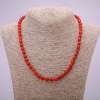 Naszyjnik z naturalnego karneolu, gładka kulka, średnica 6 mm, długość 48 cm