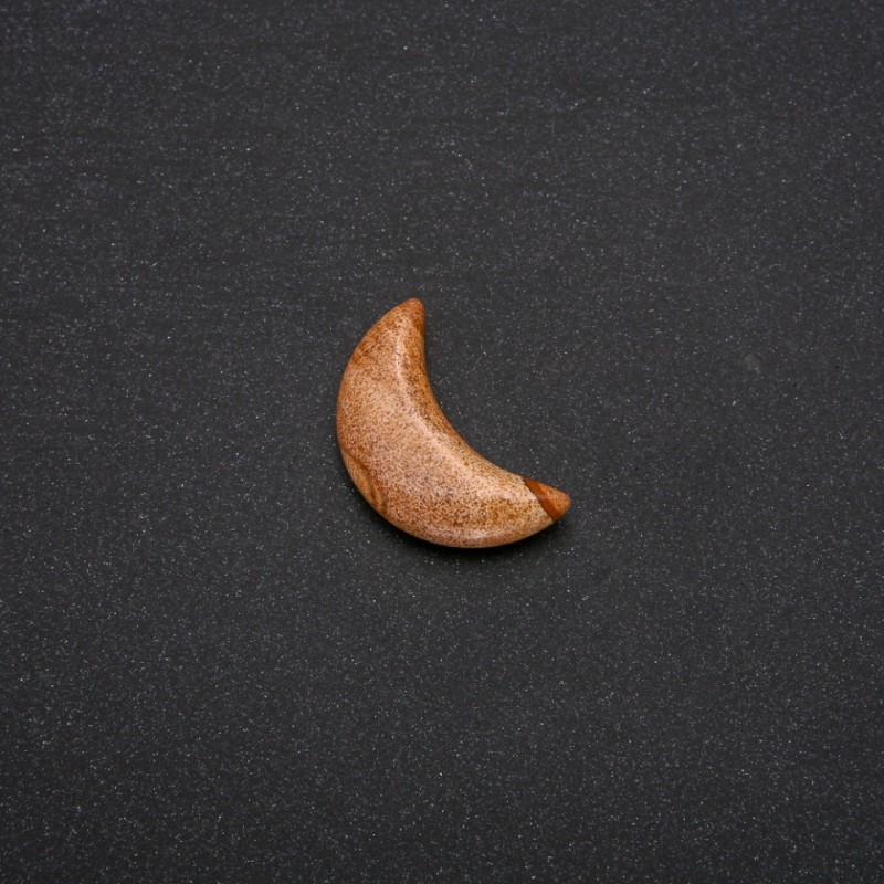 Pamiątkowy kamień – jaspis pejzażowy w kształcie Księżyca, 16×30×8 mm