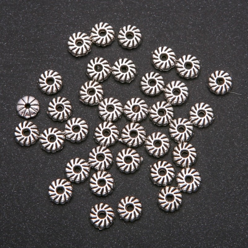 Okucia biżuteryjne – koralik-wstawka, kolor metalu srebrny, średnica 2,5×8 mm (±), opakowanie: 20 g, 35 szt. (±)