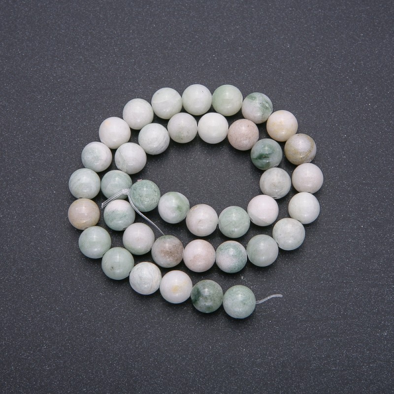 Koraliki na żyłce z naturalnego kamienia larimar, gładkie kuleczki, średnica 10 mm, długość 40 cm (+/-)