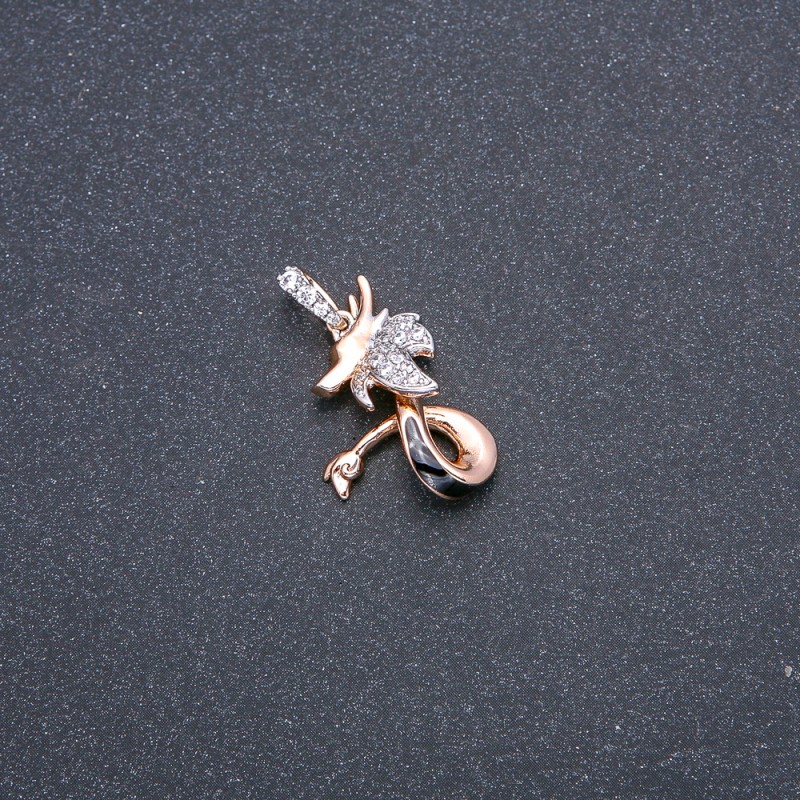 Wisiorek Xuping pozłocenie 18k z białymi cyrkoniami i czarną emalią 28x22x17 mm +
