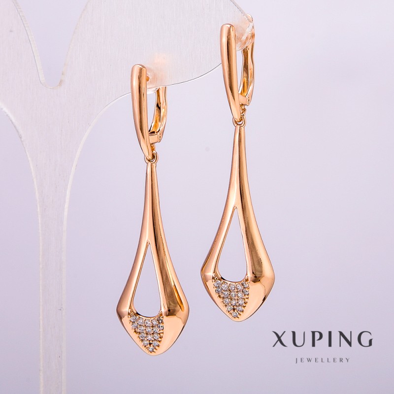 Kolczyki Xuping pozłacane 18K z białymi kryształami 55×18×14 mm +