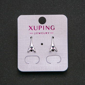 Kolczyki Xuping rodowane z niebieskimi, zielonymi i malinowymi cyrkoniami 13×7 mm +