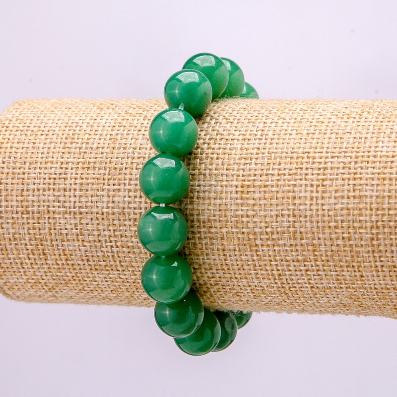 Bransoletka z naturalnego nefrytu — gładka kulka, średnica 12 mm, długość 18 cm