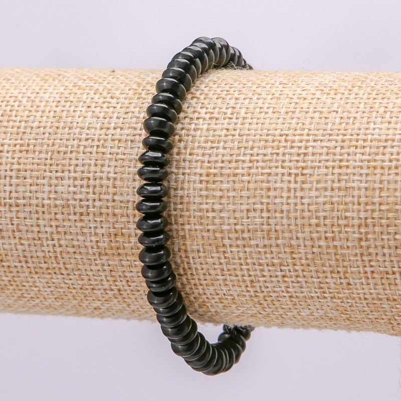 Bransoleta z naturalnego agatu – krążki 6×3 mm, obwód 18 cm +