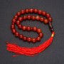Korale z naturalnego karneolu, 33 koraliki, gładka kulka, średnica 10 mm, wkładka karneolowa