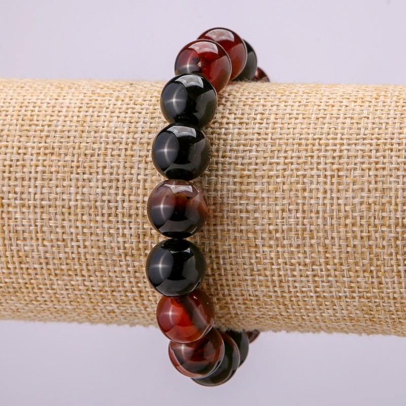 Bransoletka na elastycznej gumce z naturalnego karneolu, gładka kulka, średnica 12 mm, obwód 18 cm +