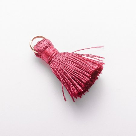 Element do rękodzieła: Mini pędzelek z kółkiem 'jedwab' kolor bordo, długość 2 cm, średnica 5 mm, cena za 1 szt.