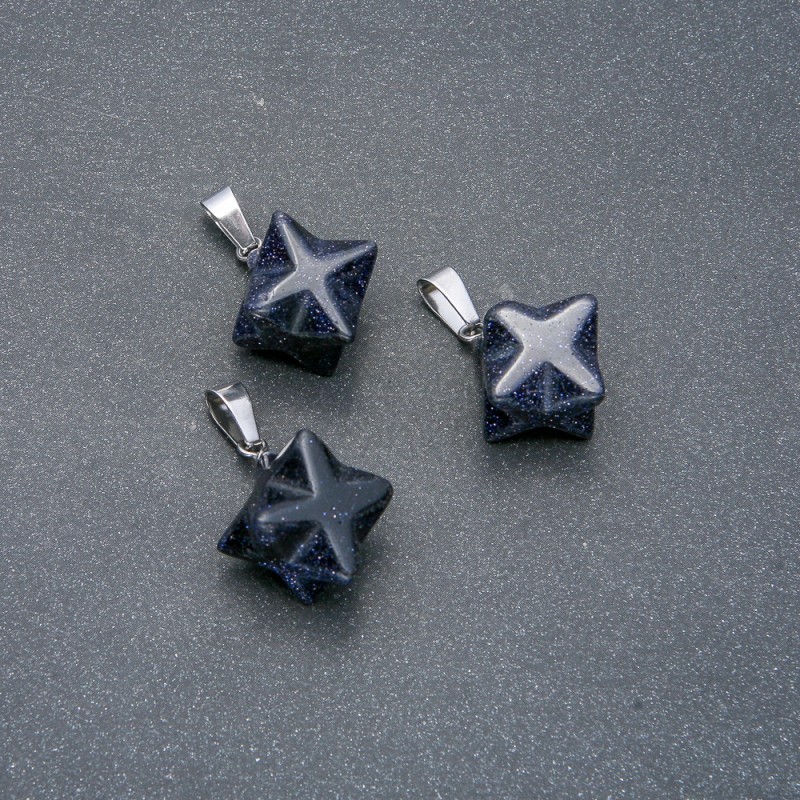 Wisiorek Merkaba z awenturytu Niebieski Piasek 10×10 mm