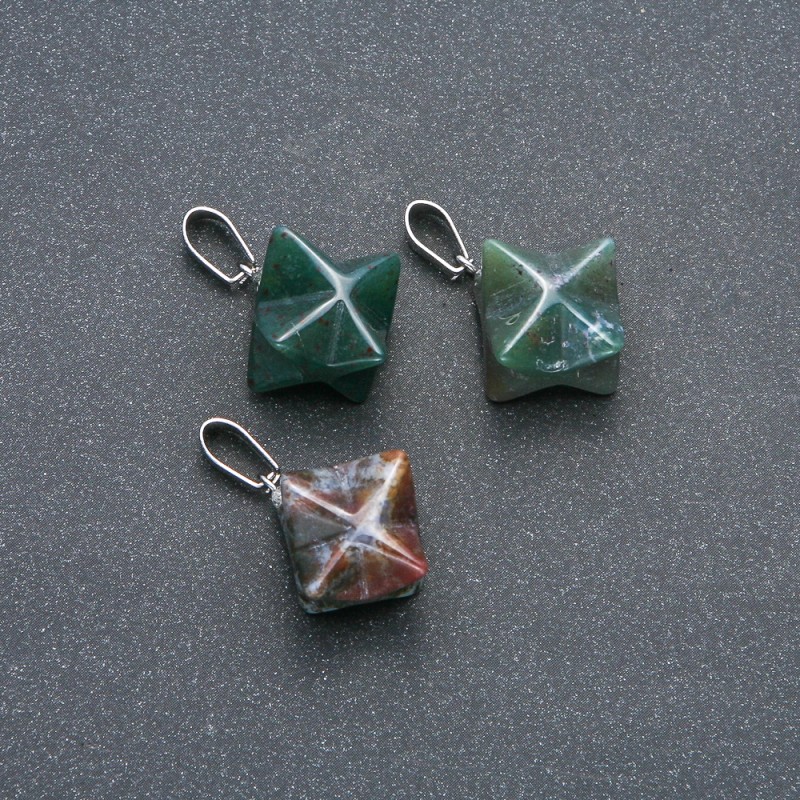 Wisiorek Merkaba z agatu leśnego 10×10 mm