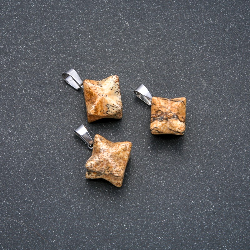 Wisiorek Merkaba z pejzażowego jaspisu 10×10 mm