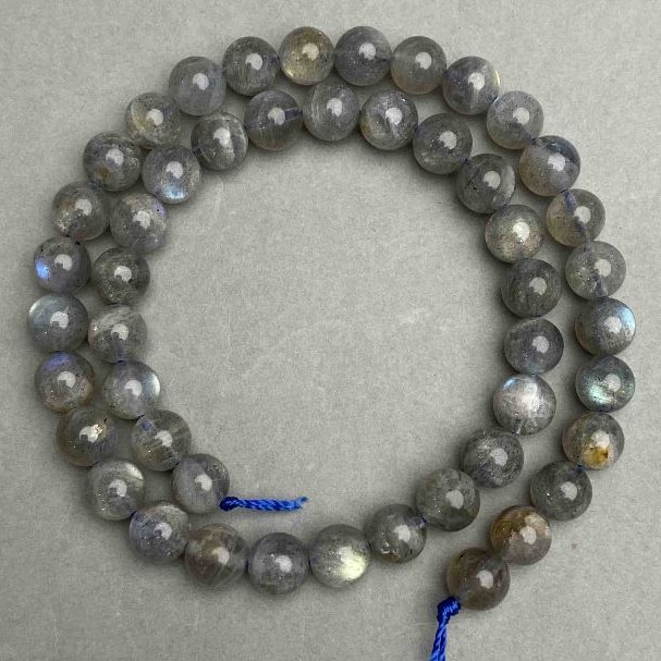 Koraliki na nitce z naturalnego labradorytu, gładkie kulka, średnica 8,5 mm, długość 39 cm