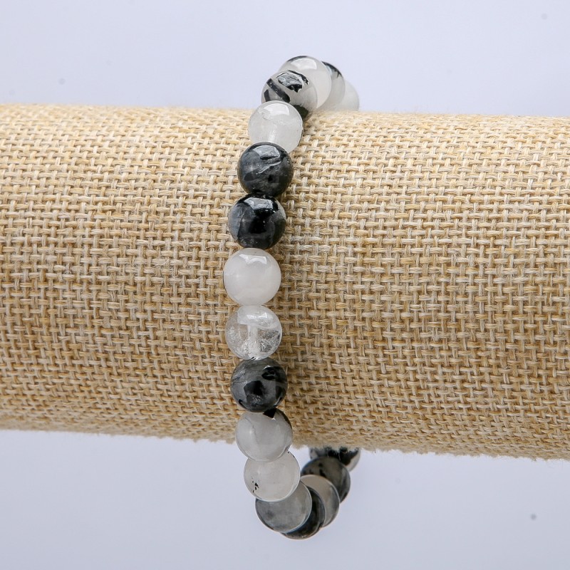 Bransoletka na elastycznej gumce z naturalnego kwarcu rutylowego, średnica 8,5 mm, długość 18 cm