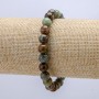 Bransoletka na gumce z naturalnego kamienia – zielony jaspis, gładka kulka, średnica 8 mm, obwód 18 cm