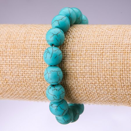 Bransoletka z turkusem (prasowana) – gładka kulka, średnica 12 mm, długość 18 cm na elastycznej gumce