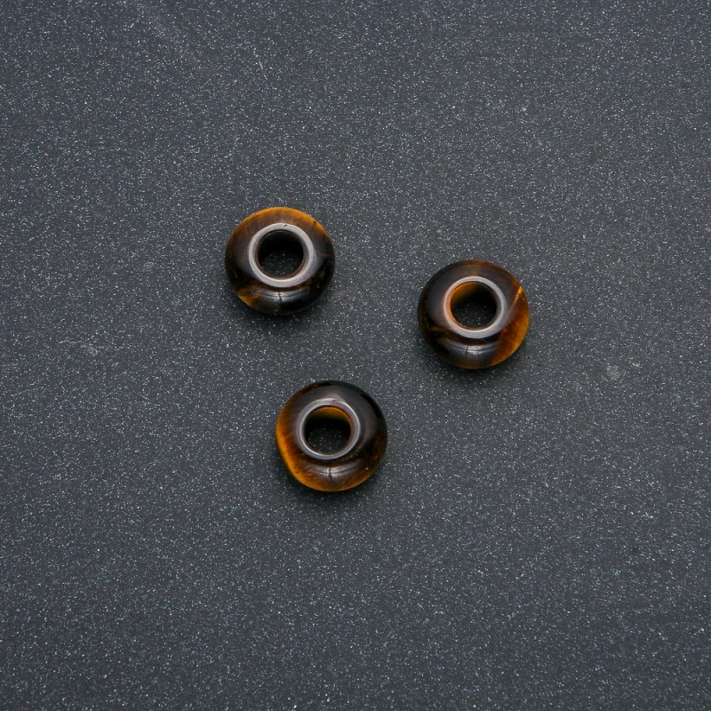 Koralik Pandora z naturalnym kamieniem tygrze oko 14×7 mm, średnica otworu 5,5 mm +