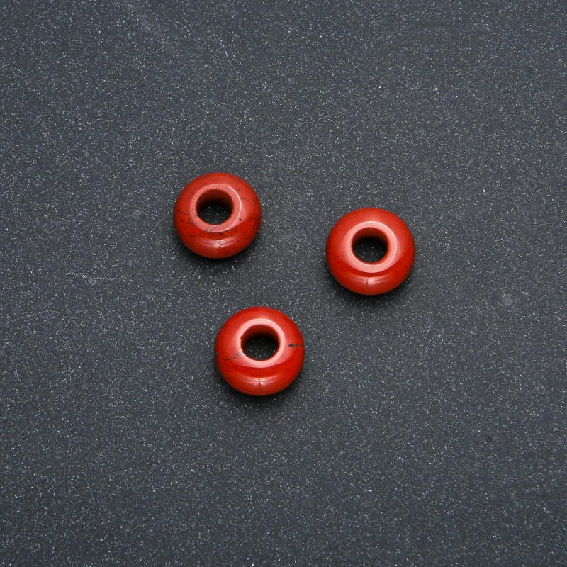 Koralik Pandora z naturalnym czerwonym jaspisem 14×7 mm, średnica otworu 5,5 mm +