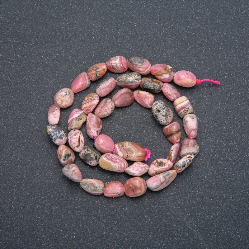 Koraliki na nici z rodokrozitu, fasetowane, średnica 8×10 mm, długość 40 cm +