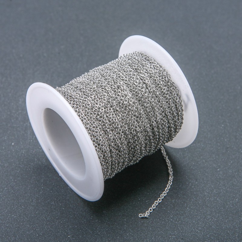 Furnitura bobina łańcucha do biżuterii, grubość 1,2 mm, długość 18 m, stal nierdzewna
