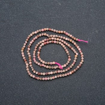 Nici z naturalnego rodokrozitu – fasetowane kuleczki o średnicy 2 mm, długość 40 cm