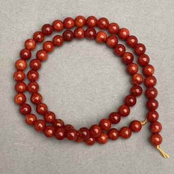 Koraliki czerwonego jaspisu (sztuczne), średnica 6 mm, długość 38 cm +
