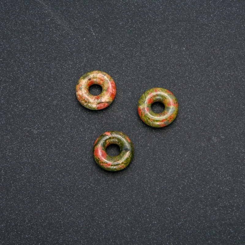 Koralik Pandora z naturalnego kamienia heliotrop unakit 15×4 mm, otwór 5 mm+