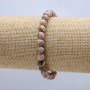 Bransoletka na gumce z naturalnego kamienia rodokrozytu, gładkie kulki, średnica 6 mm, długość 18 cm +