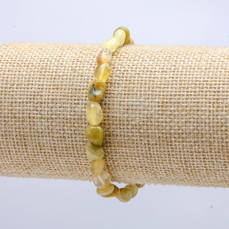 Bransoletka na gumce z naturalnego kamienia opal żółty fasetowany, średnica 7×6 mm, długość 18 cm