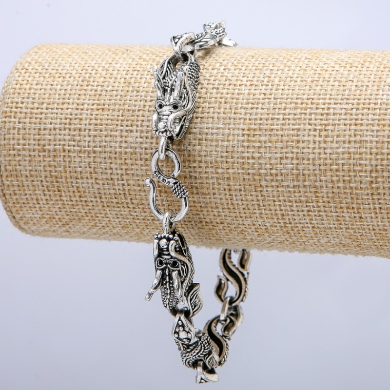 Bransoletka „Smok” srebrzysty metal 13×30 mm, grubość 10 mm, długość 20 cm +