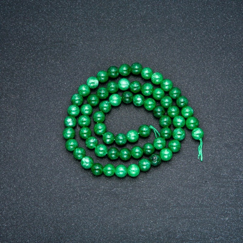 Koraliki na nitce z chryzoprazem, gładkie kulki, średnica 6 mm, długość 38 cm