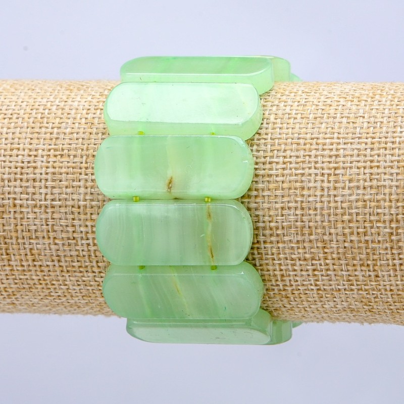 Bransoletka z onyksu prasowanego na gumce — gładkie ogniwa 33×13 mm+