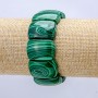 Bransoletka na gumce z malachitu (prasowany) gładkie ogniwo 25×17 mm+