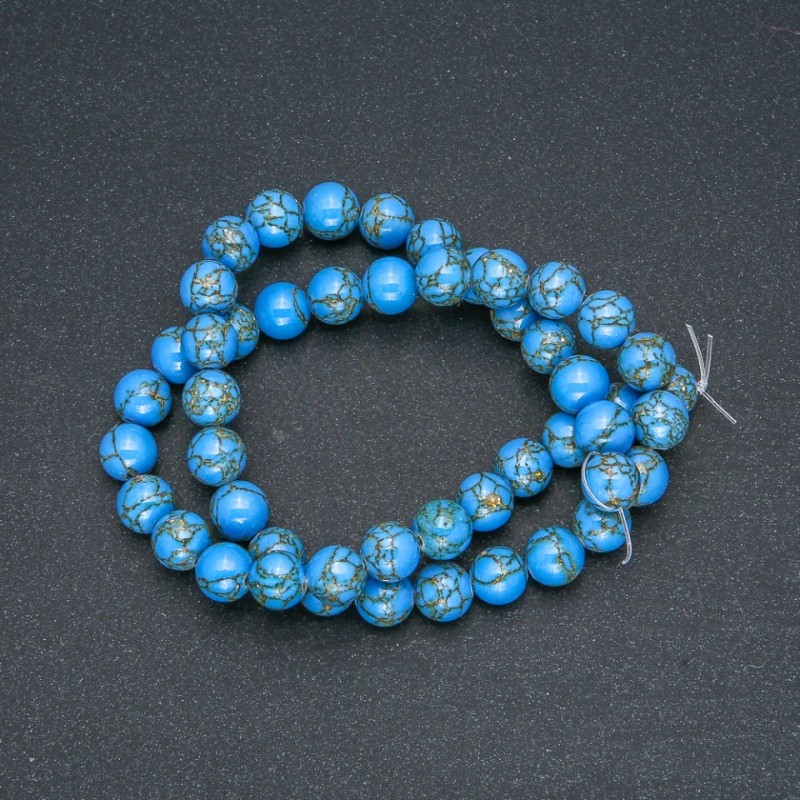 Koraliki jasper cesarski niebieski (prasowane) gładkie kule, średnica 8 mm ±, długość 40 cm ±