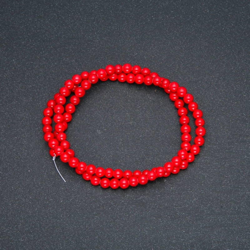 Koraliki na nitce - gładkie kuleczki, średnica 4 mm, długość 40 cm