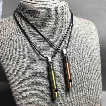 Duetowe zawieszki «Gwizdek» z metalu złotego i brązowego, 55×8 mm, długość 45–50 cm