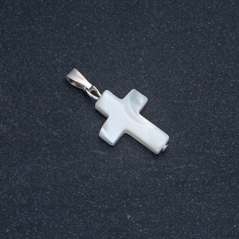 Wisiorek z naturalnej białej masy perłowej 20x15 mm+