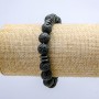 Bransoletka na gumce z kamienia lawowego, średnica 10 mm ±, z ciemnymi wstawkami