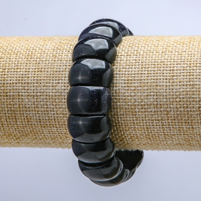 Bransoletka na gumce z naturalnego awenturynu, gładkie ogniwo 20×12 mm+
