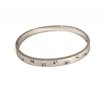 Bransoletka Xuping rodowana z białymi kryształami, grubość 6 mm, średnica 64×53 mm
